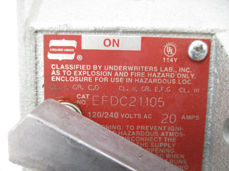 CROUSE-HINDS EFDC21105 120/240VAC 20A 3/4" NSMP
