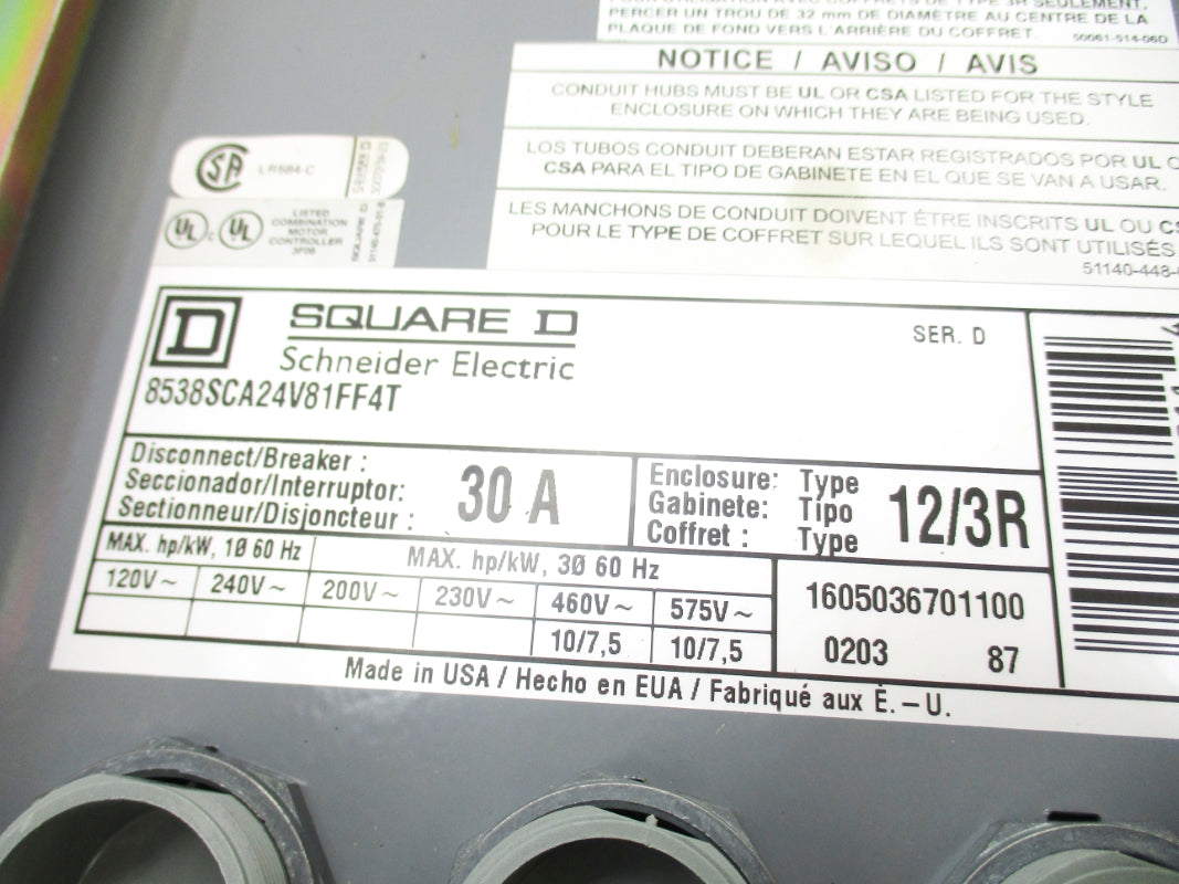 SQUARE D 8538SDA24 SER. C NSNP