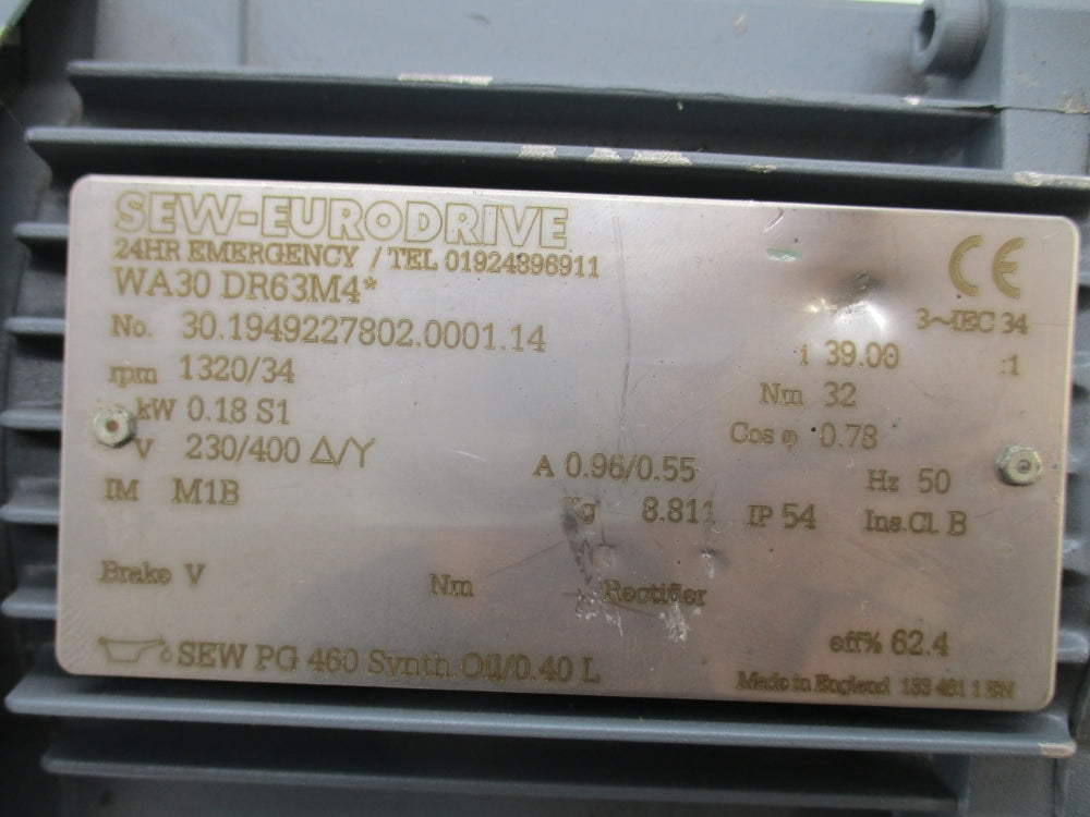SEW-EURODRIVE WA30DR63M4 NSNP