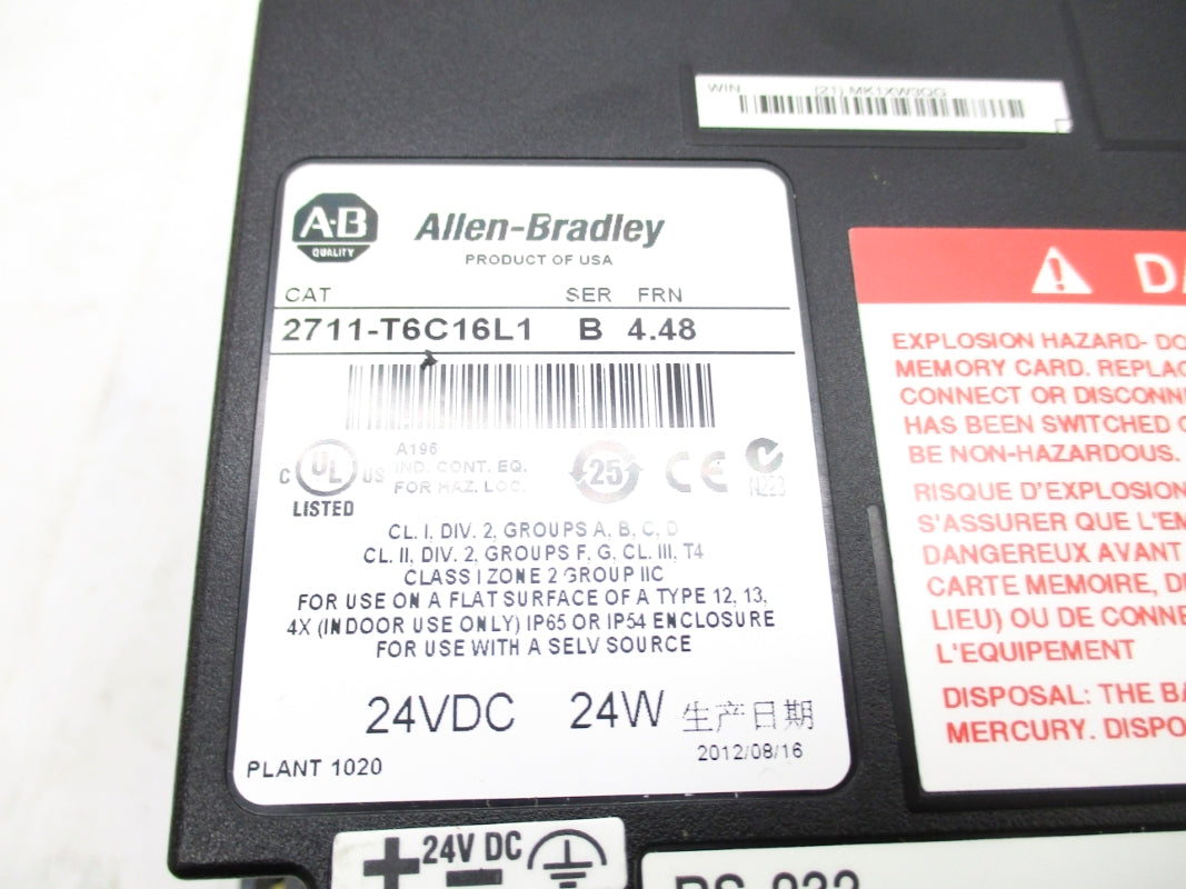 ALLEN BRADLEY 2711-T6C16L1 SER. B F/W 4.48 REMAN