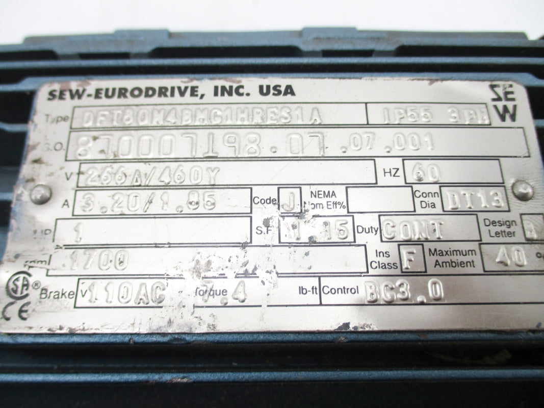 SEW-EURODRIVE SH47DT80N4BMG1HRES1A DFT80M4BMG1HRES1A NSNP