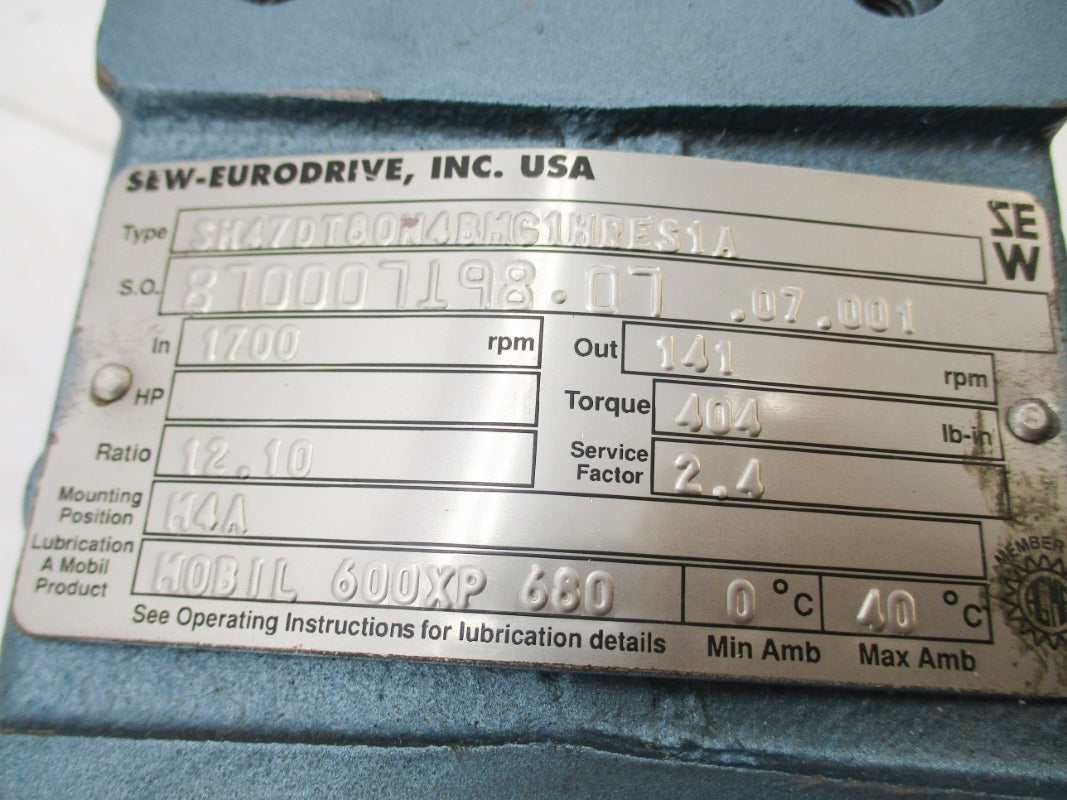 SEW-EURODRIVE SH47DT80N4BMG1HRES1A DFT80M4BMG1HRES1A NSNP
