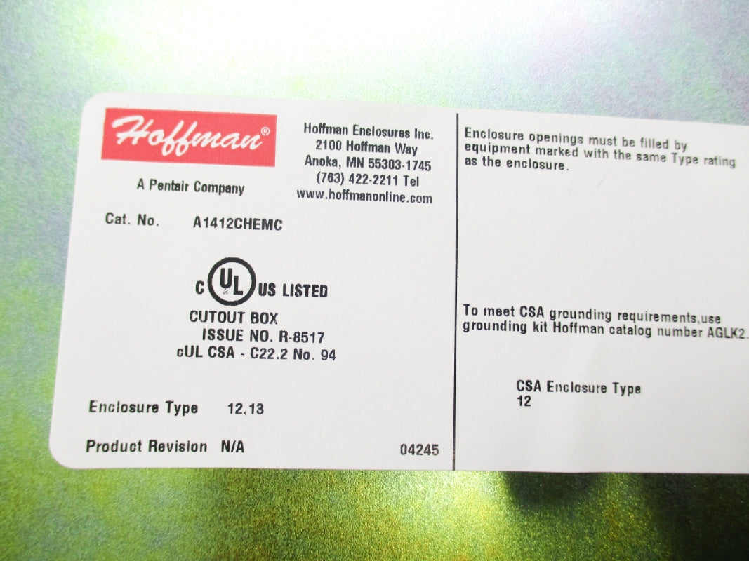HOFFMAN A1412CHEMC NSMP