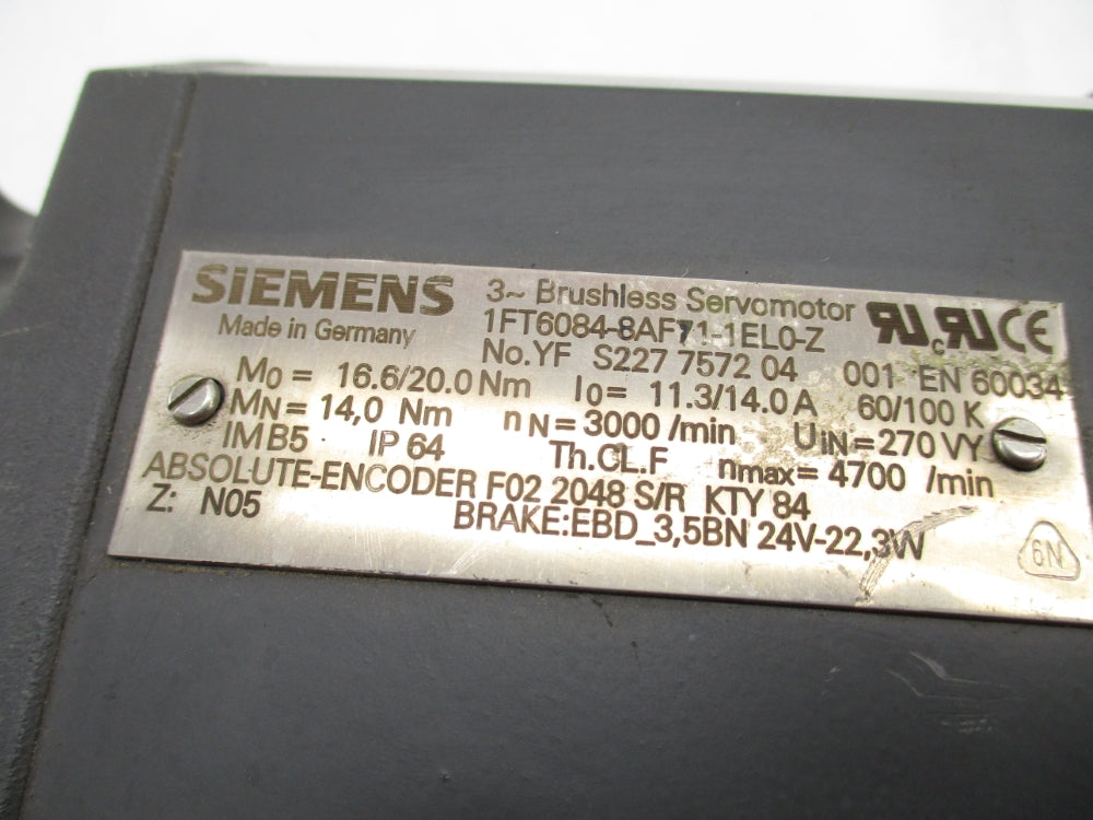 SIEMENS 1FT6084-8AF71-1EL0-Z UNMP