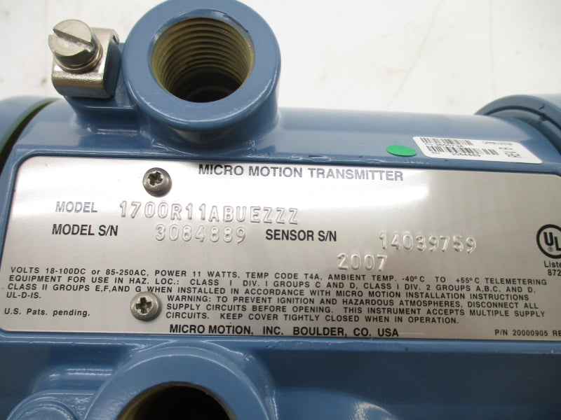 MICRO MOTION 1700R11ABUEZZZ 85-250VAC NSMP