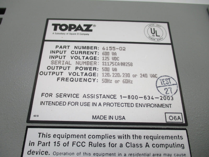 TOPAZ 6155-02 125VDC NSMP