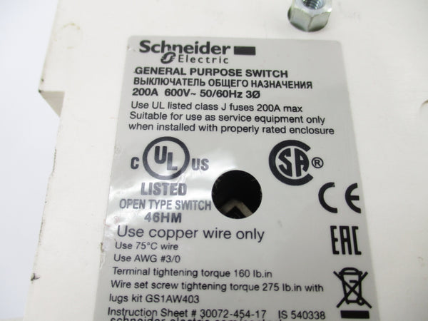 SCHNEIDER ELECTRIC GS2MU3N 600V 200A NSNP