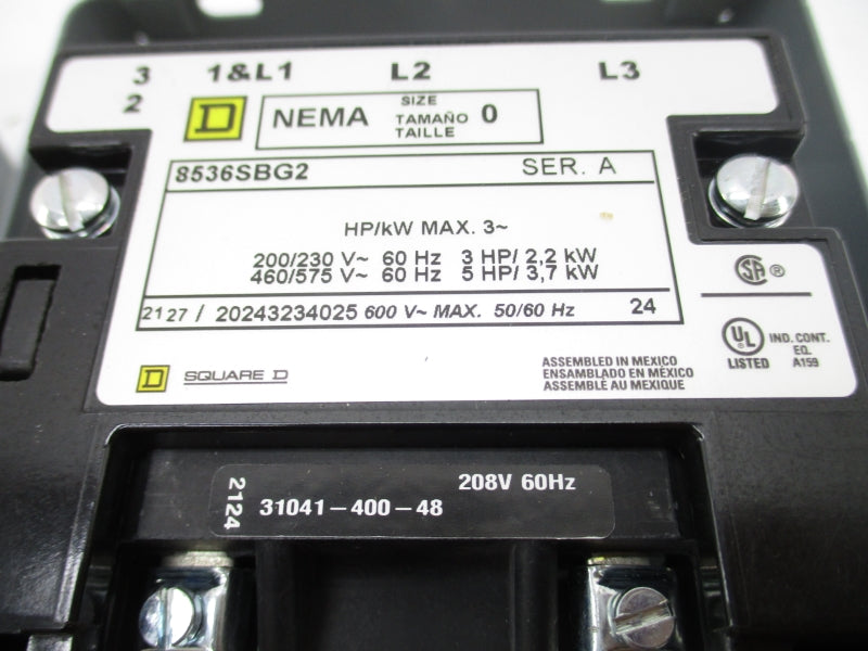 SQUARE D 8536SBG2V08 SER. A 208V NSNP