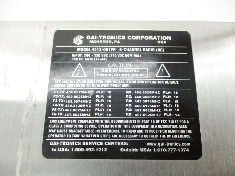 GAI-TRONICS 4512-001FR 200-350VDC UNMP