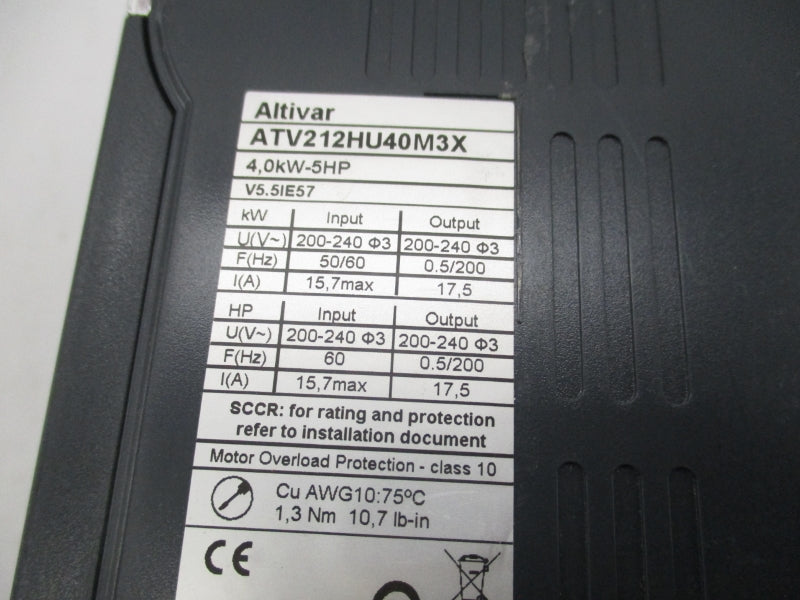 SCHNEIDER ELECTRIC ATV212HU40M3X 240V 17.5A NSNP