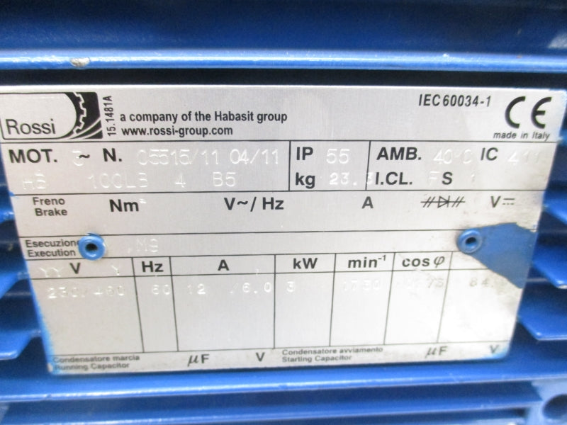 ROSSI 05515/11 HB100LB4B5 230/460V 12/6.0A UNMP