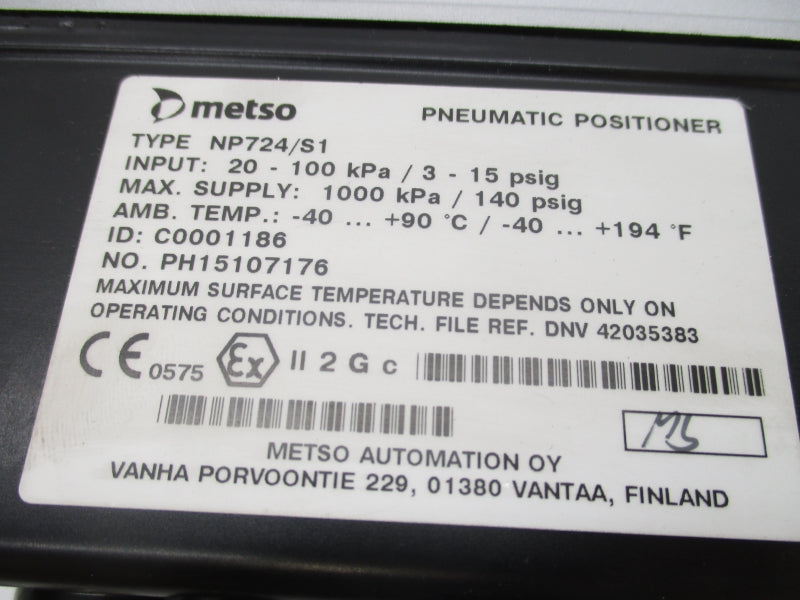 METSO NP724/S1 3-15PSI -40-194F NSMP