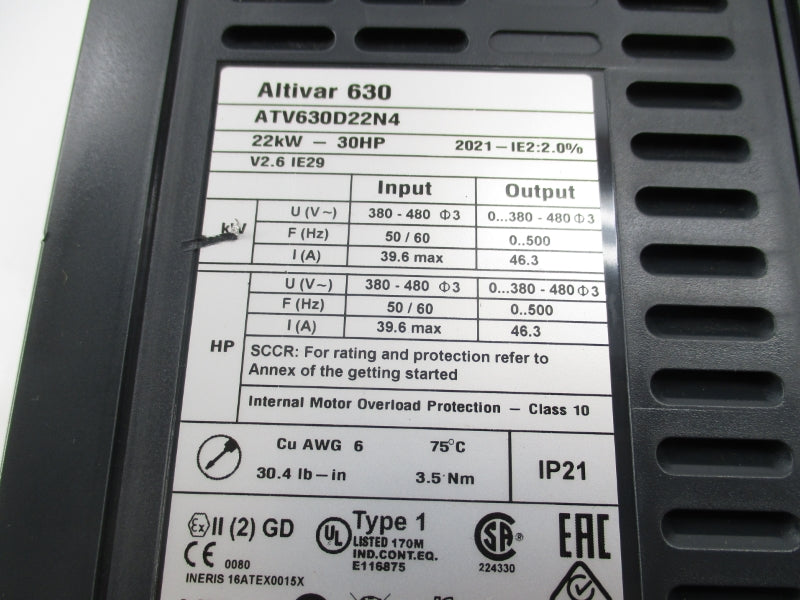 SCHNEIDER ELECTRIC ATV630D22N4 380-480V 46.3A (AS PICTURED) NSNP