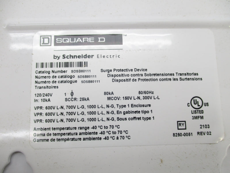 SQUARE D SDSB80111 120/240V NSNP