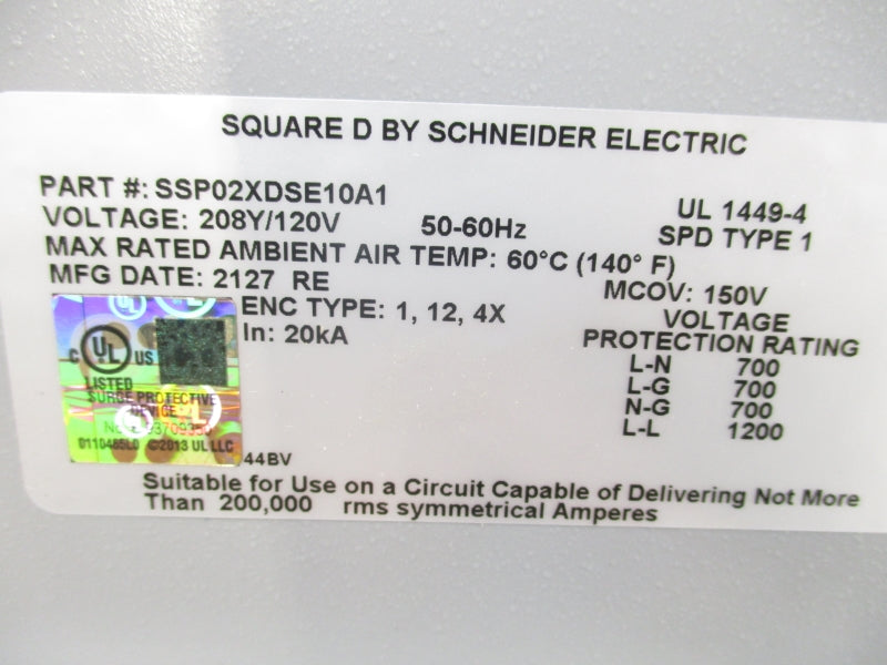 SQUARE D SSP02XDSE10A1 120V NSNP