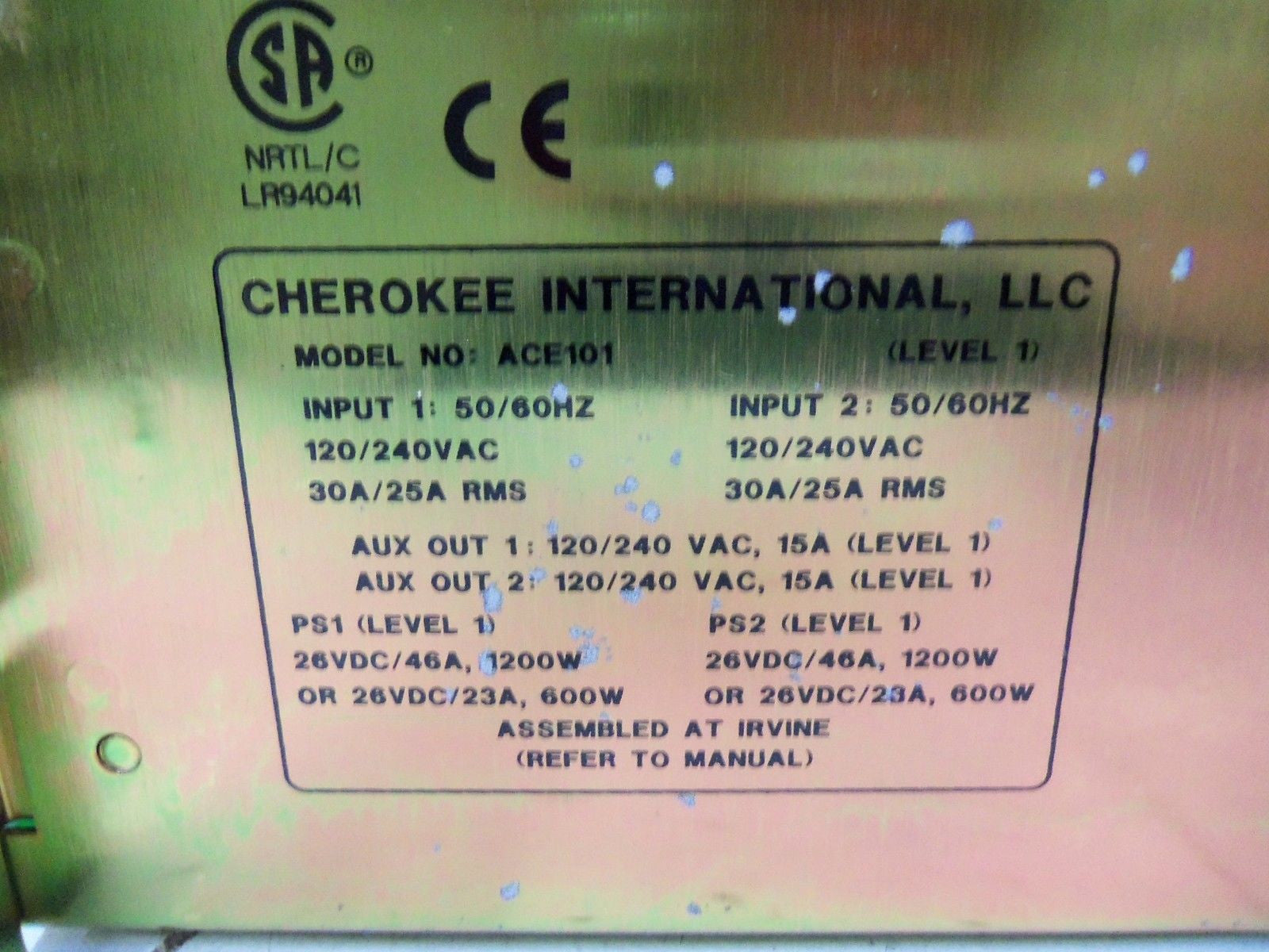 CHEROKEE INTERNATIONAL, LLC ACE101 *NEW IN BOX*