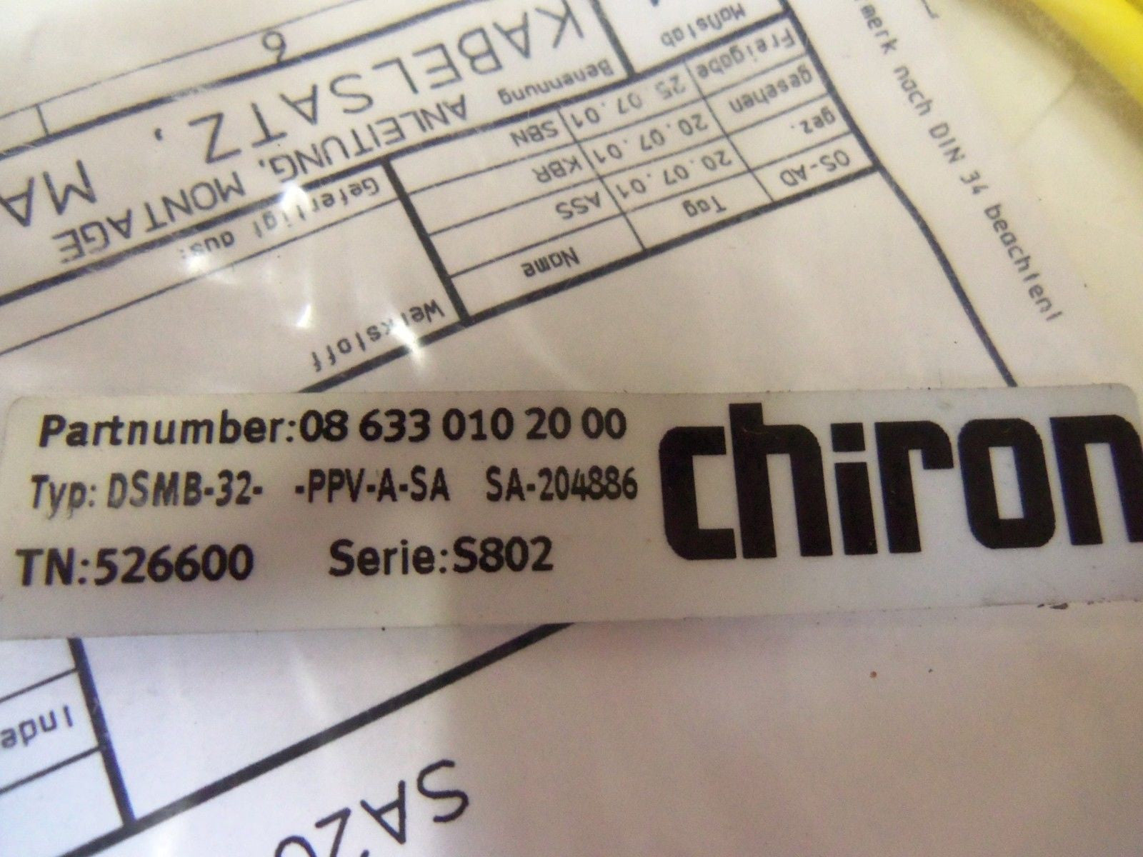 CHIRON 08 633 010 20 00 CABLE  *NEW IN BAG*