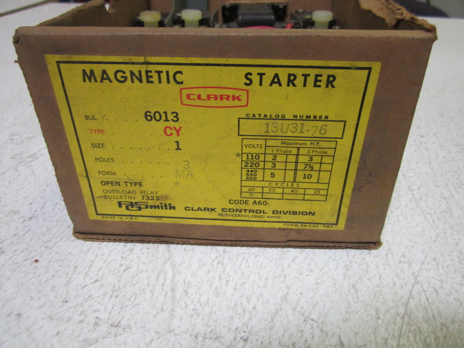 CLARK 13U31-76 MAGNETIC STARTER (DAMAGED BOX) *NEW IN BOX*