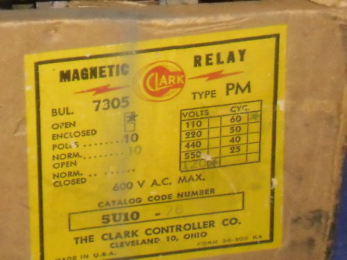 CLARK CONTROLLER MAGNETIC RELAY 5U10-76 *NEW*