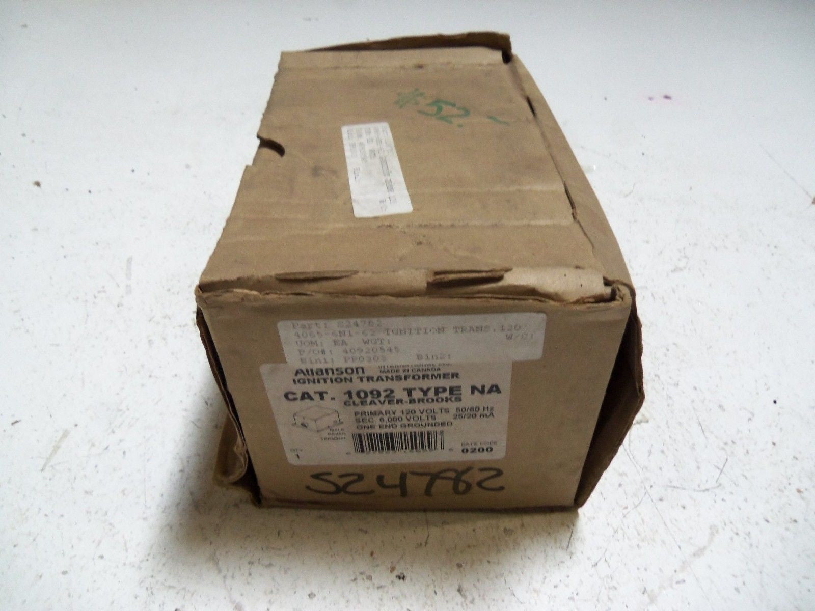 CLEAVER BROOKS 1092-NA IGNITION TRANSFORMER *NEW IN BOX*