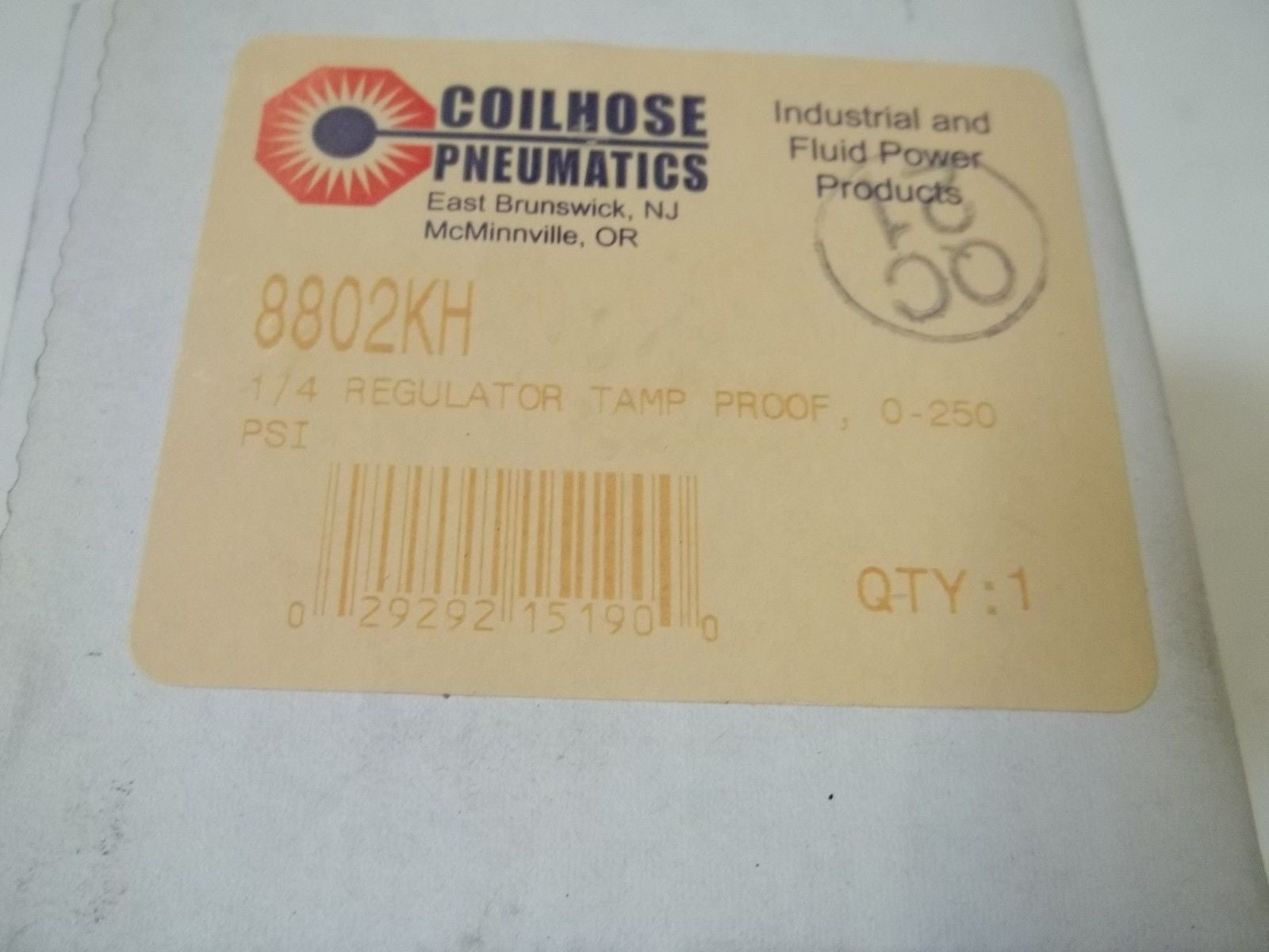 COILHOSE PNEUMATIC 8802KH 1/4" REGULATOR TAMP.PROOF 0-250 *NEW IN BOX*