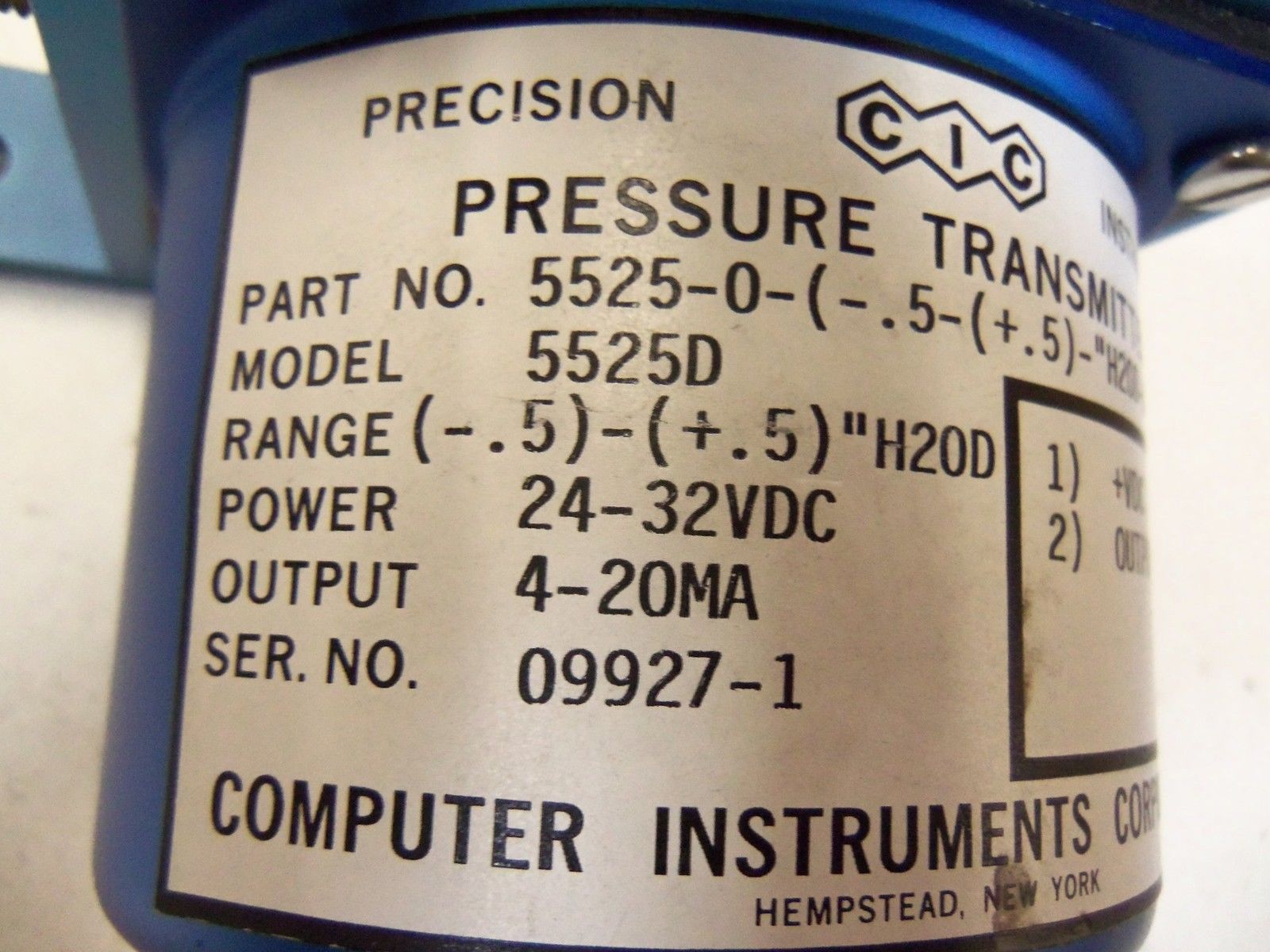 COMPUTER INSTRUMENTS CORPORATION 5525-0-(-.5-(+.5)-"H20D-3M  *NEW NO BOX*