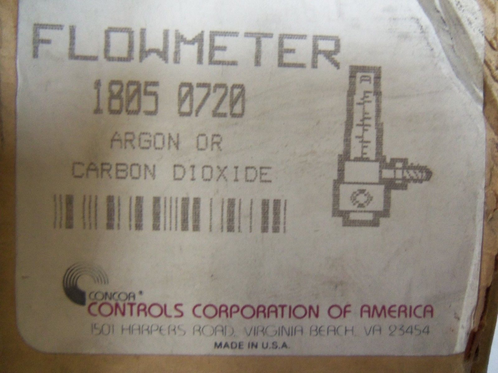 CONCOA CONTROLS FLOWMETER 18050720 *NEW IN BOX*