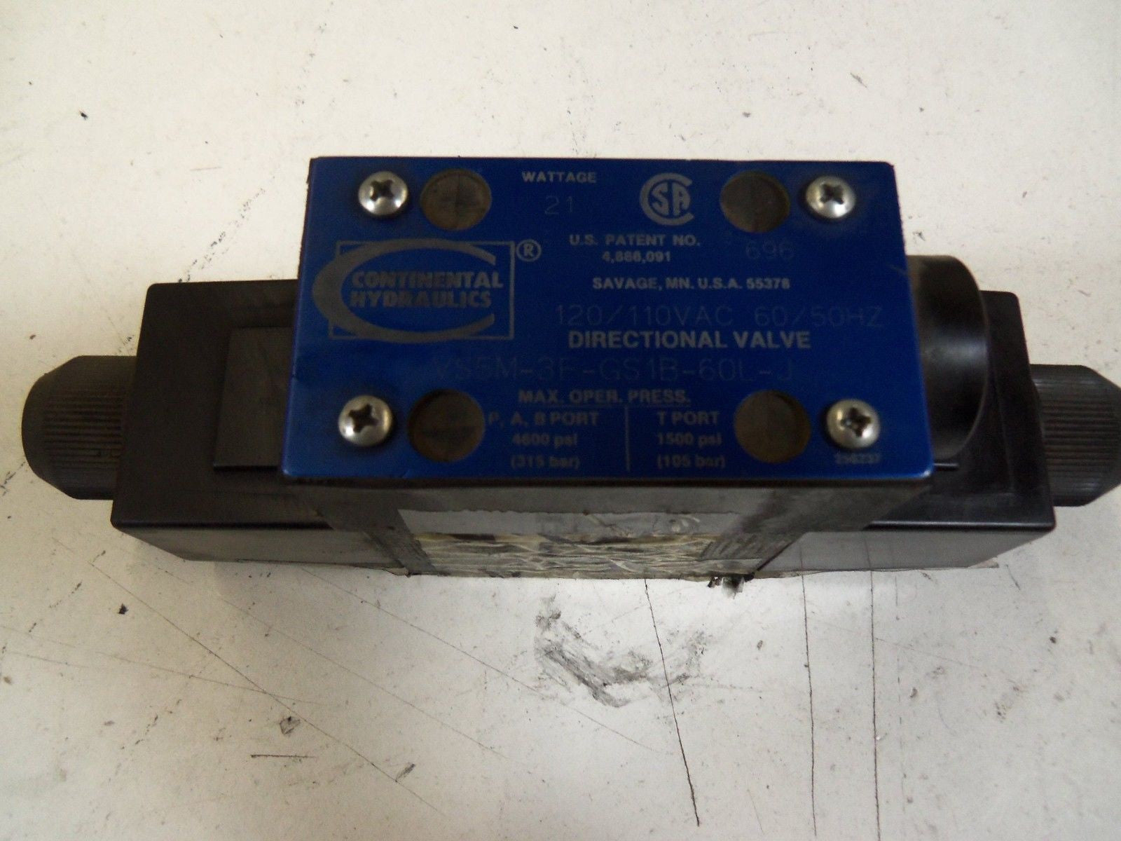 CONTINENTAL HYDRAULICS DIRECTIONAL VALVE VS5M-3F-GS1B-60L-J *USED*