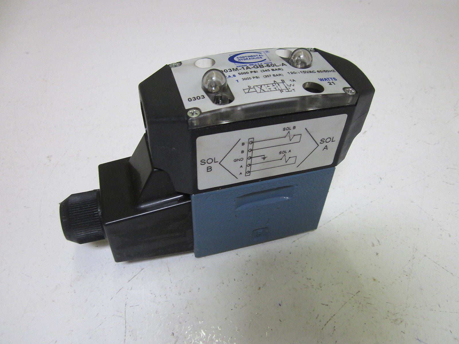 CONTINENTAL HYDRAULICS VSD03M-1A-GB-60L-A VALVE 110/120VAC *USED*