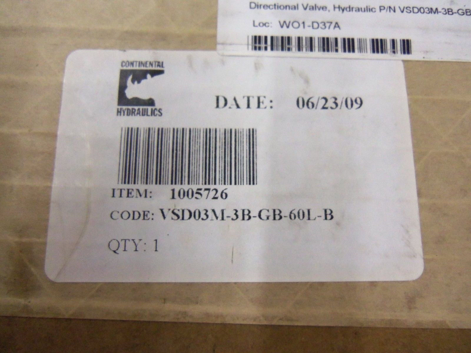 CONTINENTAL HYDRAULICS VSD03M-3B-GB-60L-B *FACTORY SEALED*