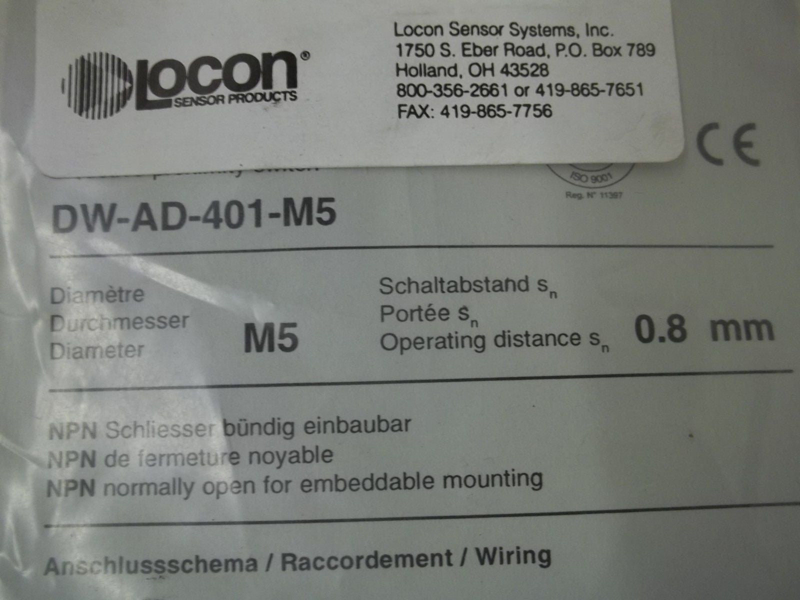 CONTRINEX DW-AD-401-M5 INDUCTIVE SENSOR *NEW IN FACTORY BAG*