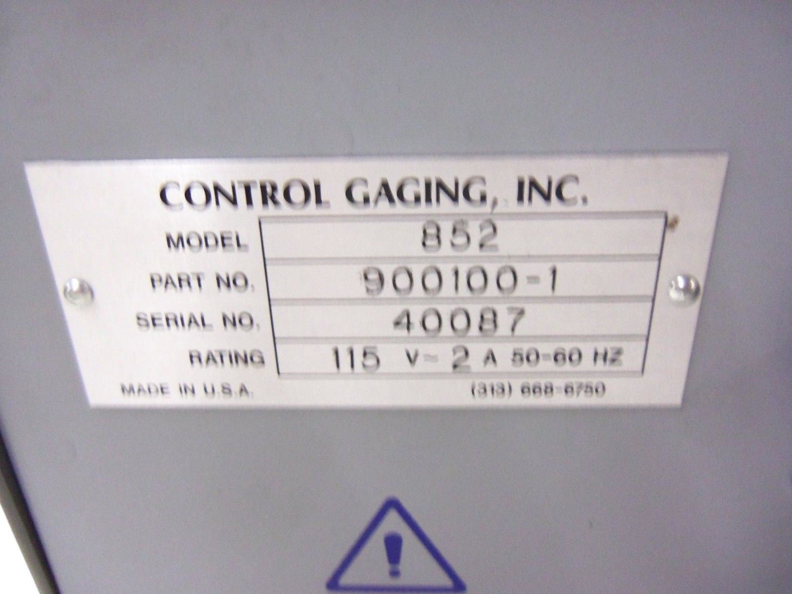 CONTROL GAGING, INC. 852/900100-1  *USED*