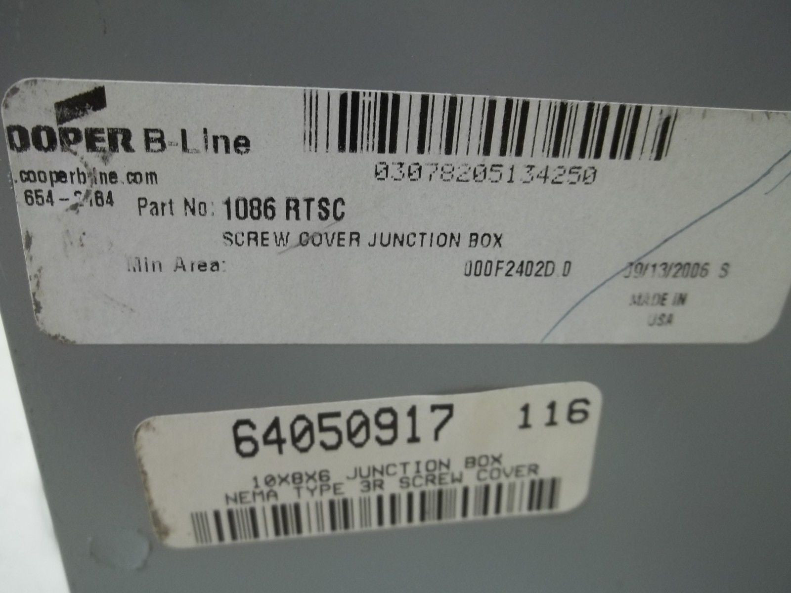 COOPER 1086RTSC COVER ENCLOSURE *NEW NO BOX*