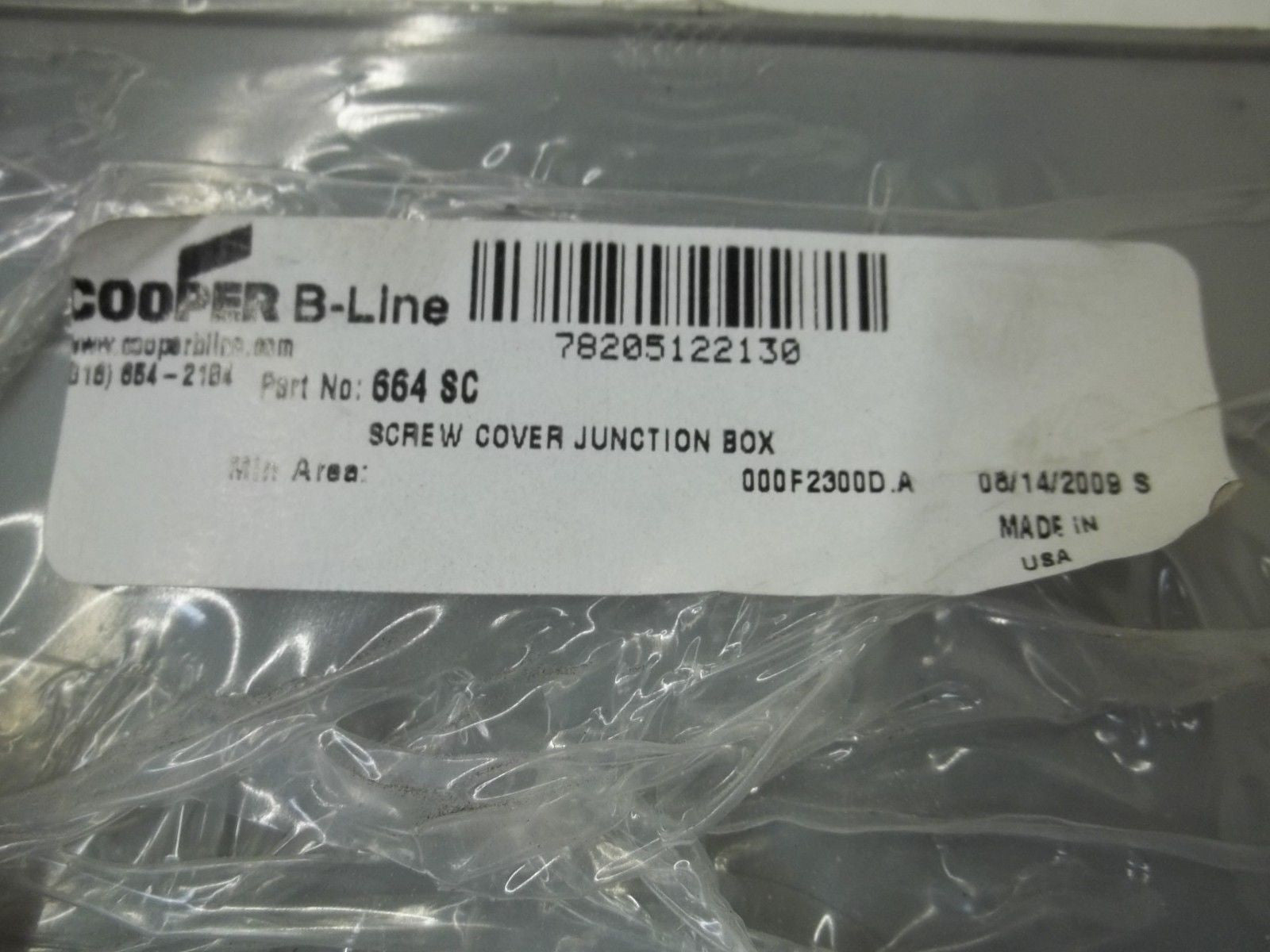 COOPER 664 SC SCREW COVER JUNCTION BOX *NEW IN FACTORY BAG*