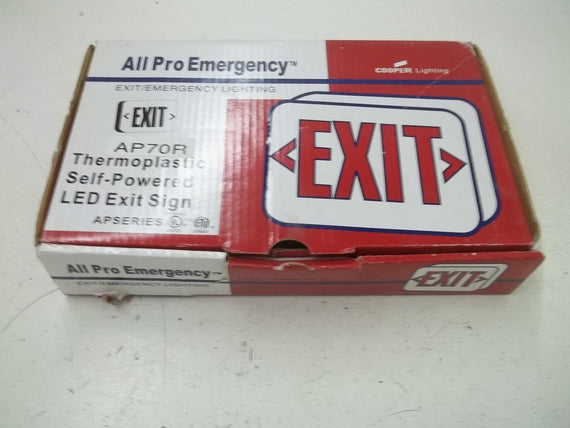 COOPER AP70R EXIT SIGN 120/277V (AS PICTURED) *NEW IN BOX*