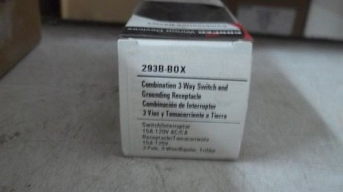 COOPER COMBINATION 3-WAY SWITCH AND GROUNDING RECEPTACLE 293B-B0X *NEW*