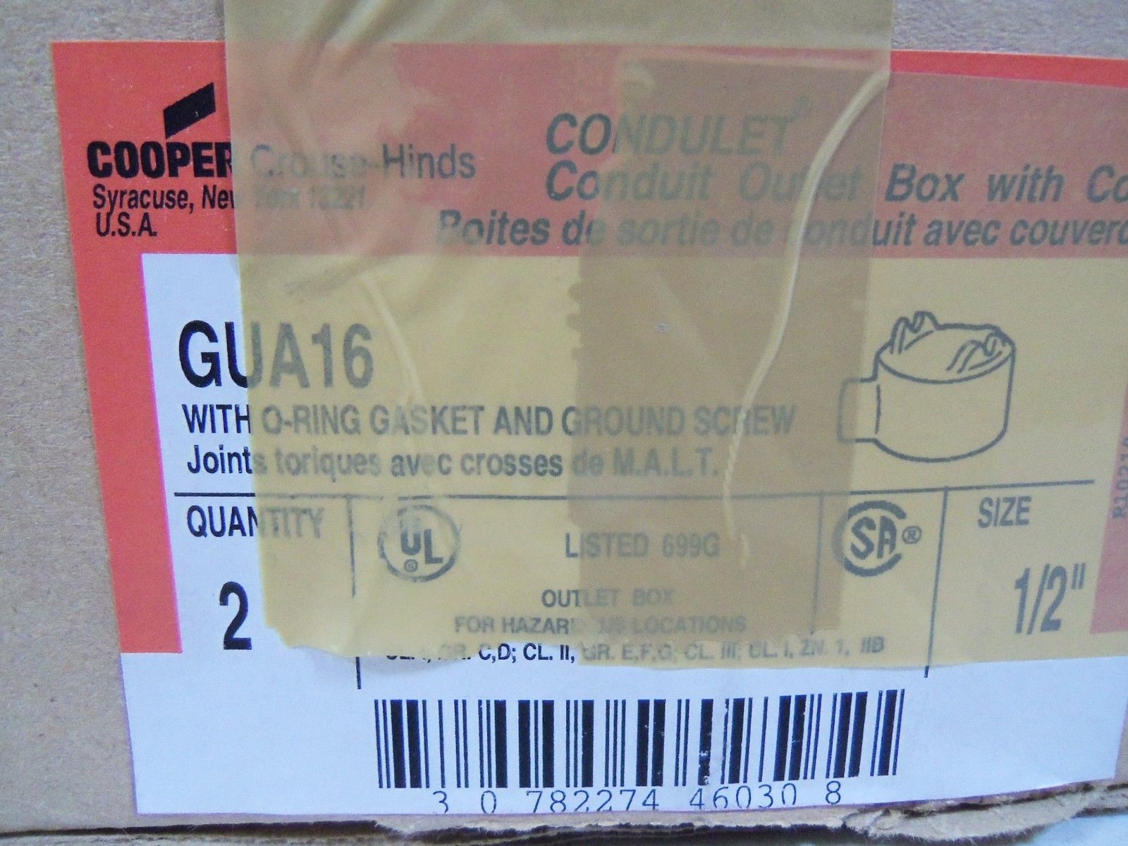 COOPER CROUSE-HINDS GUA16 *NEW IN BOX*