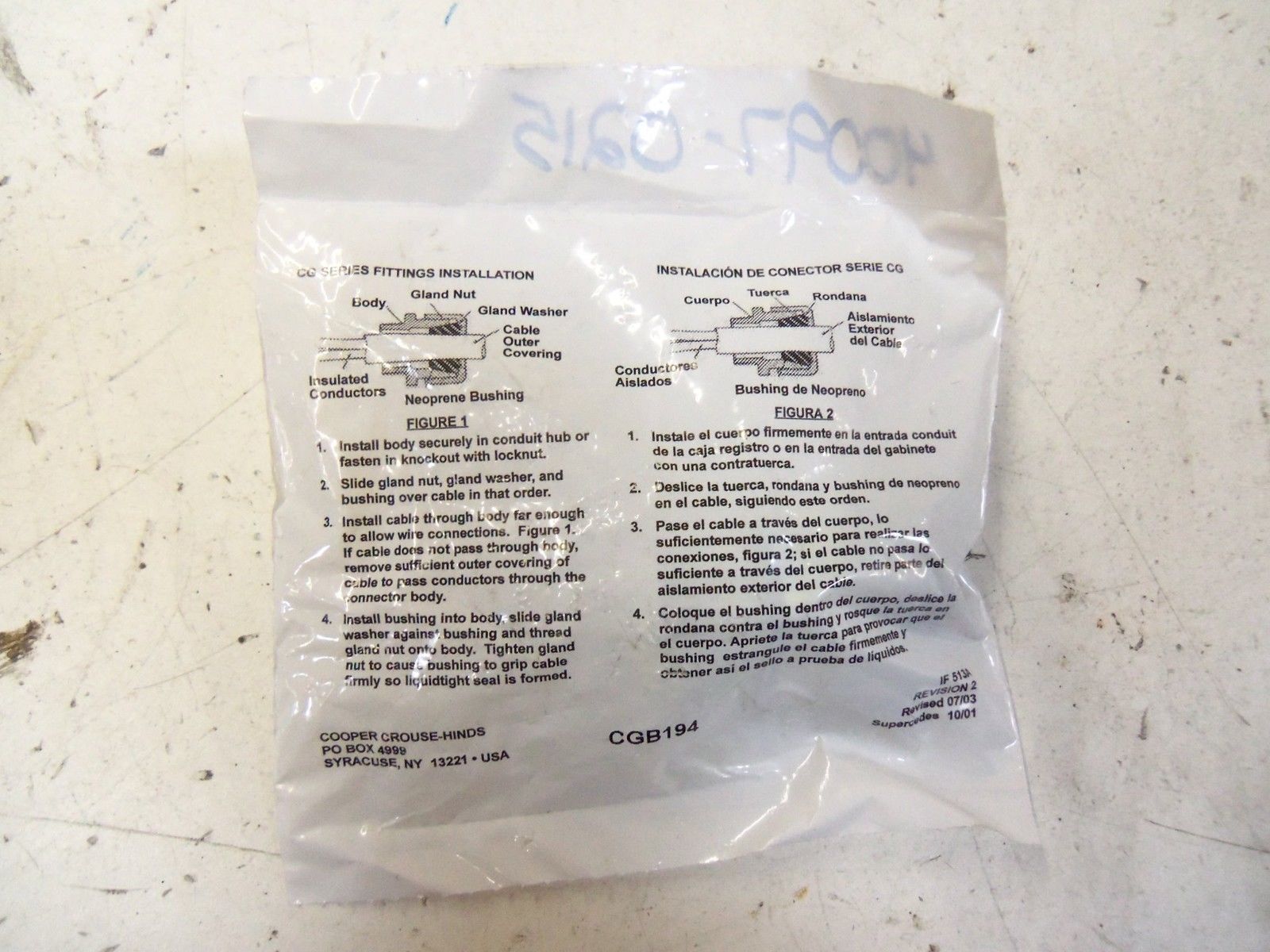 CROUSE-HINDS CGB194 *NEW IN FACTORY BAG*