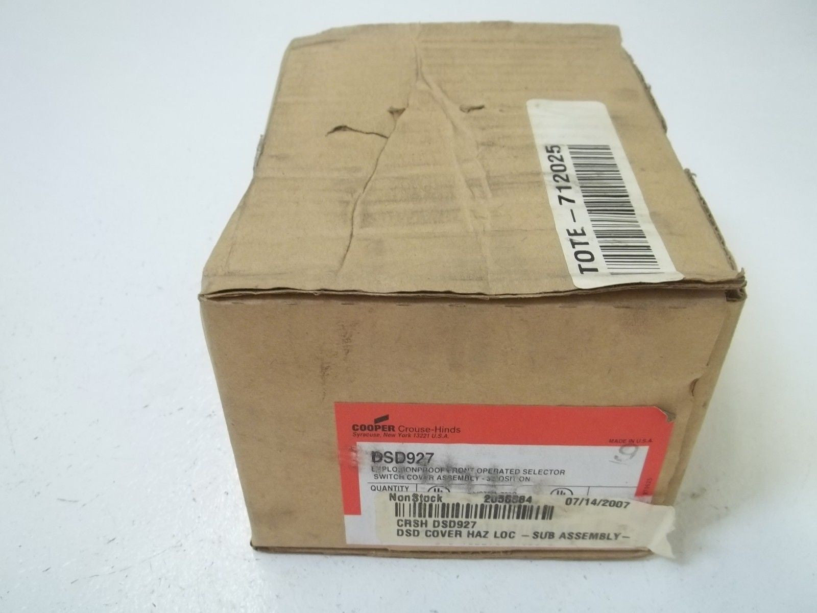 COOPER DSD927 EXPLOSION PROOF FRONT OPERATED SELECTOR SWITCH COVER*NEW IN BOX*