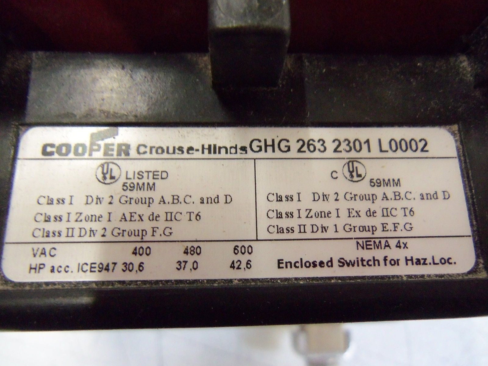 COOPER GHG 263 2301 L0002 *USED*