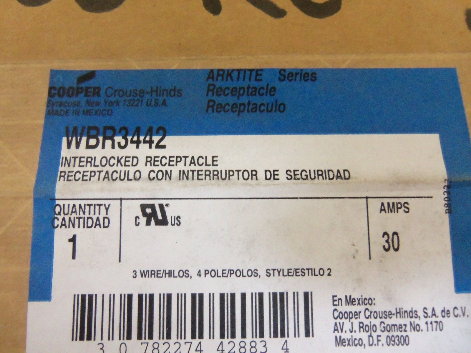 COOPER WBR3442 RECEPTACLE *NEW IN BOX*