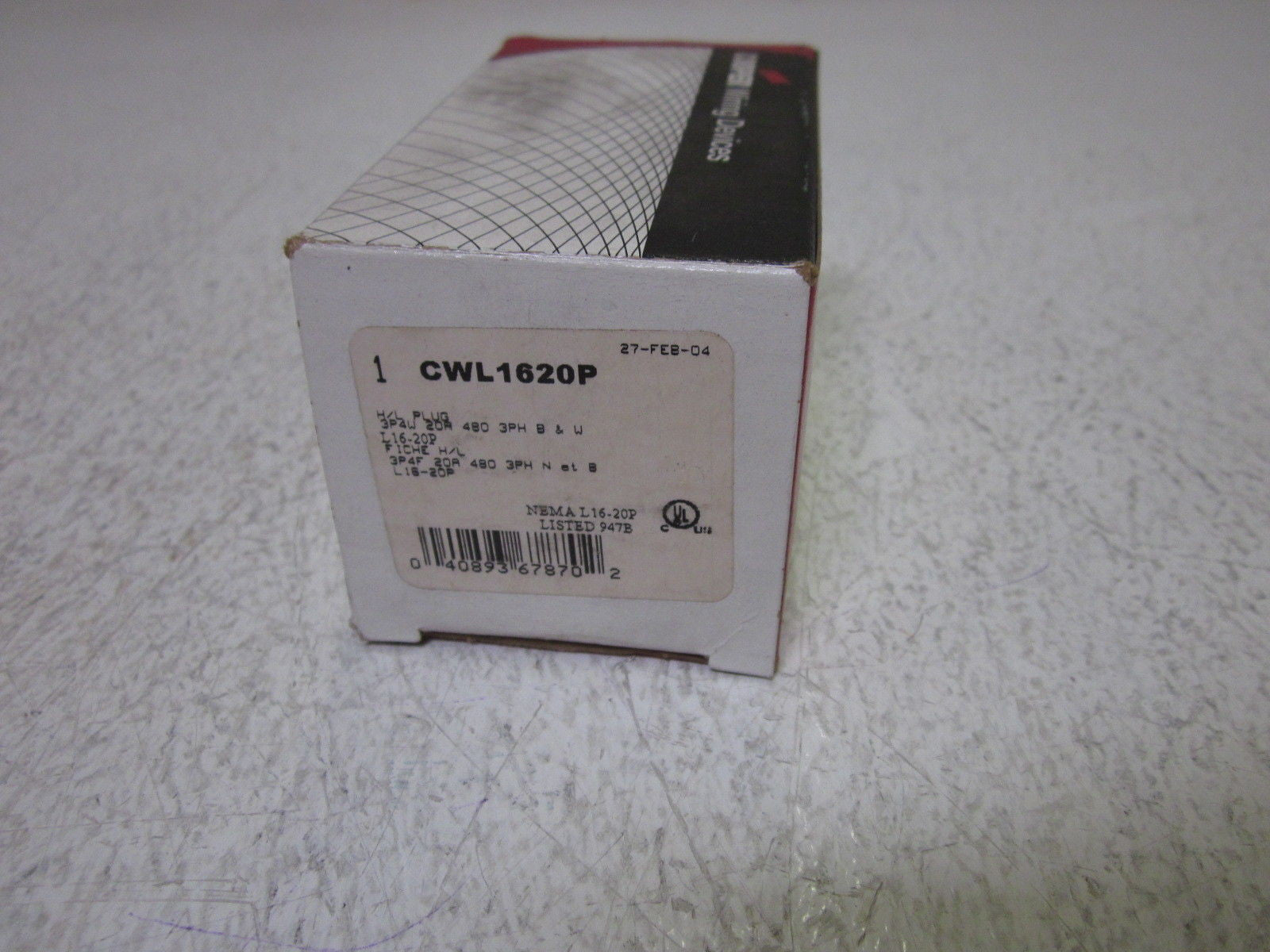 COOPER WIRING DEVICES CWL1620P 480V 20A PLUG *NEW IN BOX*
