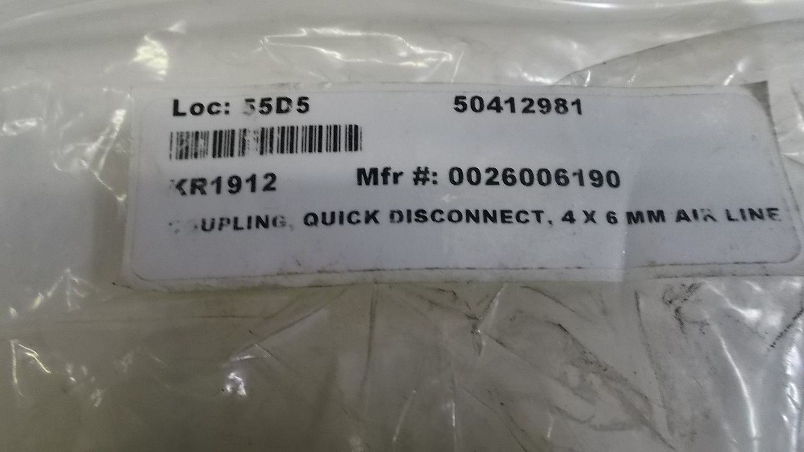 COUPLING, QUICK DISCONNECT 4X6MM AIRLINE KR1912 *NEW NO BOX*