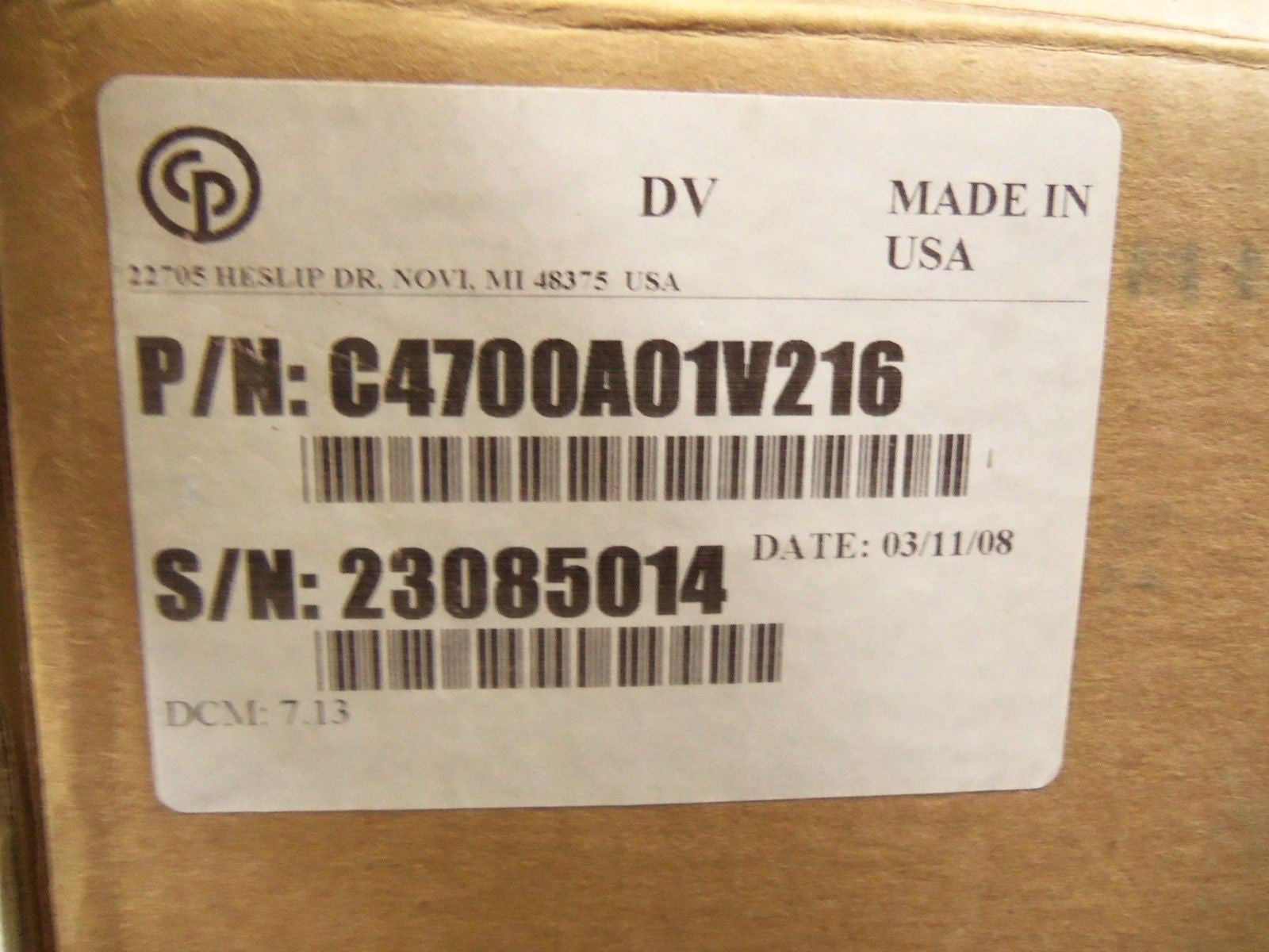 CP TECHMOTIVE C4700A01V216 *NEW IN BOX*