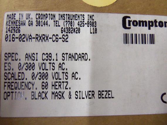 CROMPTON 016-02VA-RXRX-C6-S2 *NEW IN BOX*