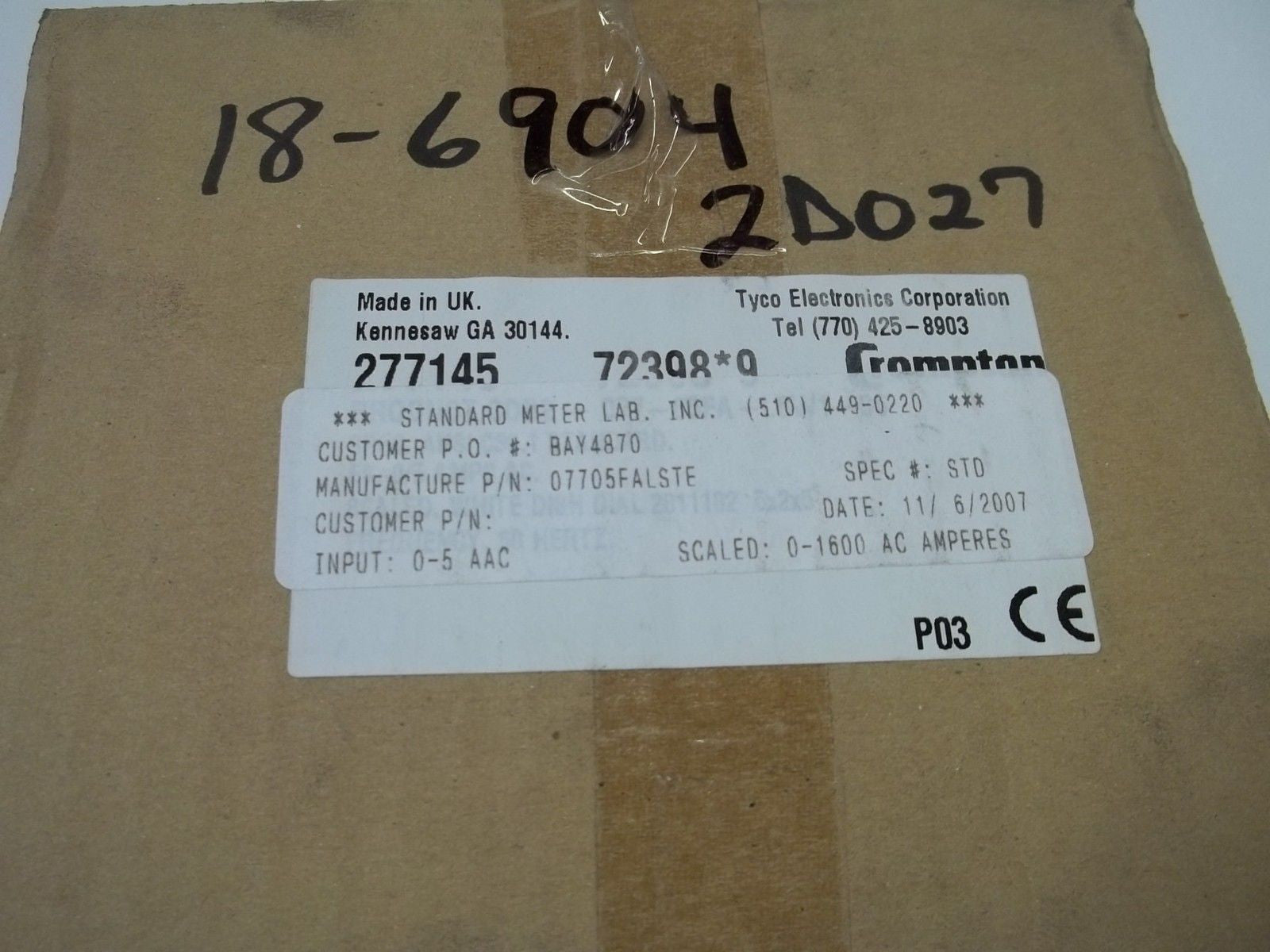 CROMPTON 07705FALSTE PANEL METER 0-1600 *NEW IN ABOX*