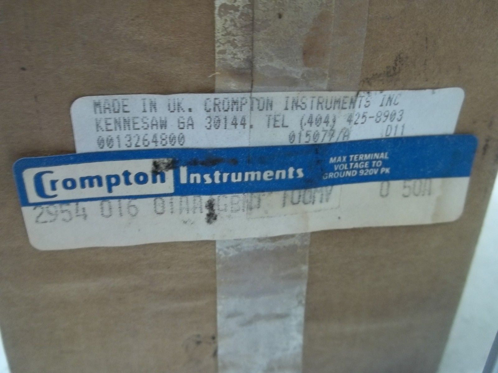 CROMPTON 295401601AAGBNT100MV050A PANEL METER 0-50 *NEW IN BOX*