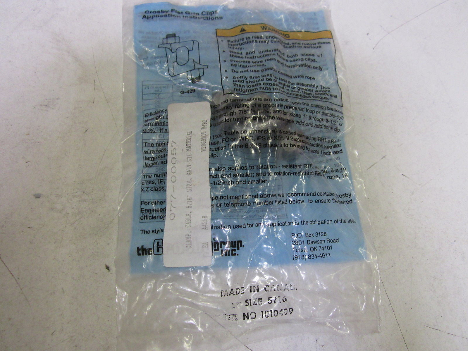 CROSBY GROUP INC. G-429 *NEW IN A FACTORY BAG*