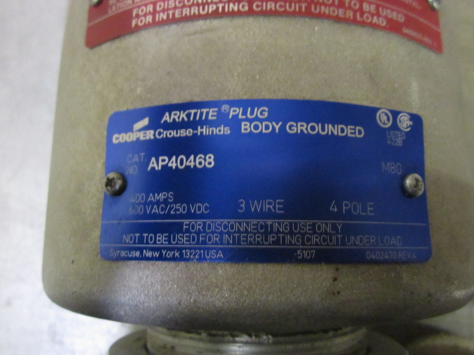 CROUSE-HINDS AP40468 400 AMPS 600V *NEW NO BOX*