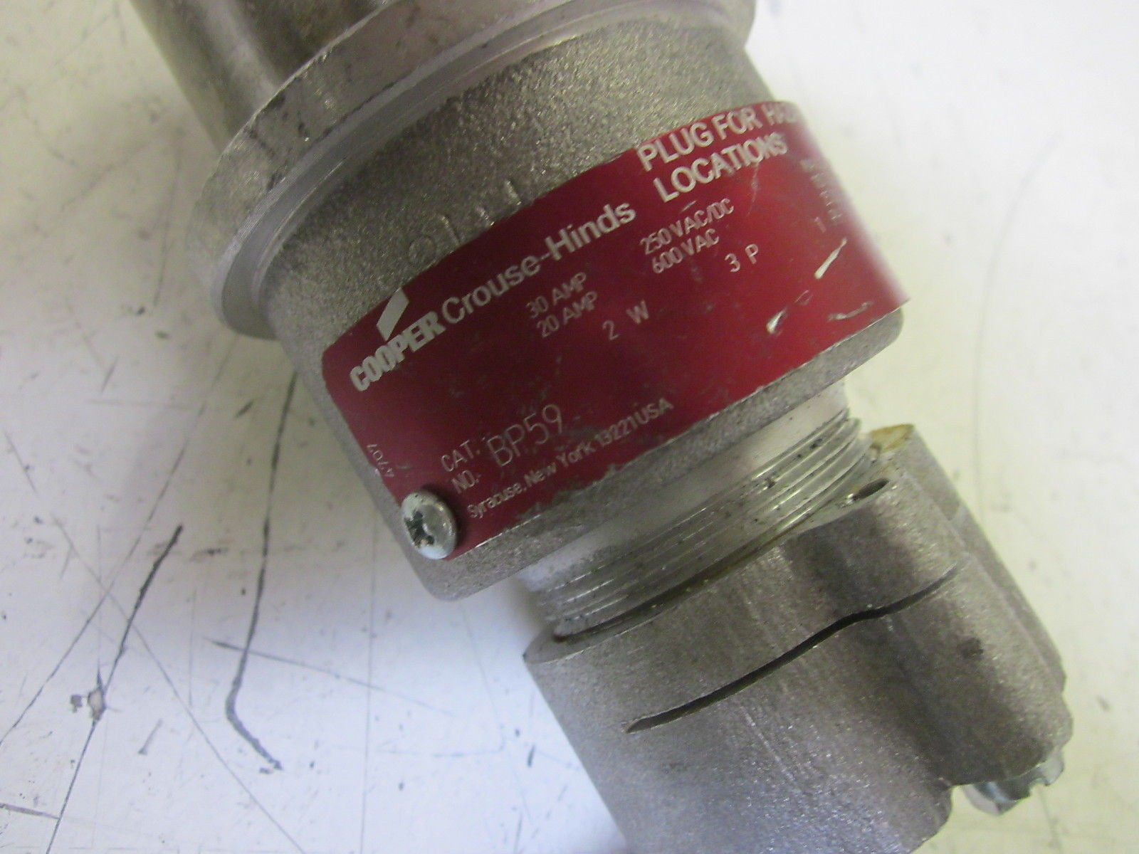 CROUSE-HINDS BP59 PLUG 30A 3P 250VAC *AS PICTURED* USED